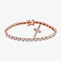 Sparkle Allure Womens Natural Diamond Accent Cross 7.25 Inch Tennis Bracelet