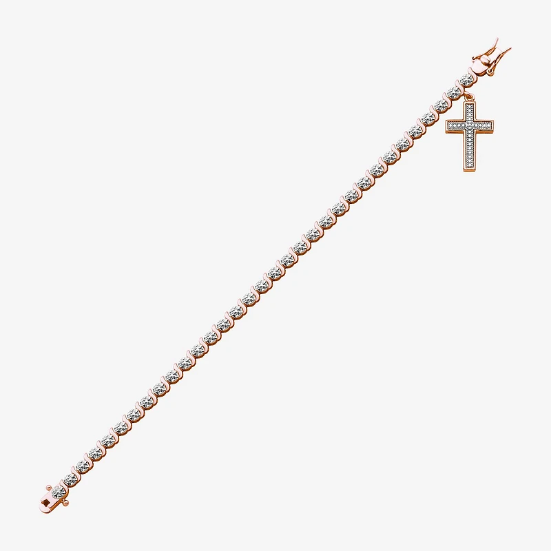 Sparkle Allure Womens Natural Diamond Accent Cross 7.25 Inch Tennis Bracelet