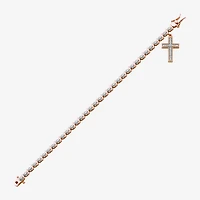 Sparkle Allure Womens Natural Diamond Accent Cross 7.25 Inch Tennis Bracelet
