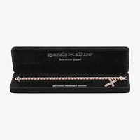 Sparkle Allure Womens Natural Diamond Accent Cross 7.25 Inch Tennis Bracelet
