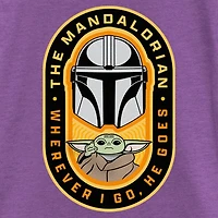 The Mandalorian Little & Big Kid Girls Crew Neck Short Sleeve Regular Fit Star Wars Graphic T-Shirt