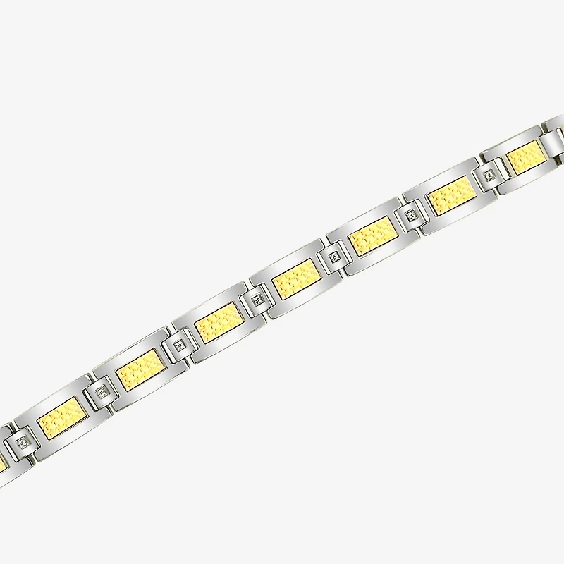 Mens Stainless Steel Round 8 1/2 Inch Link Bracelet