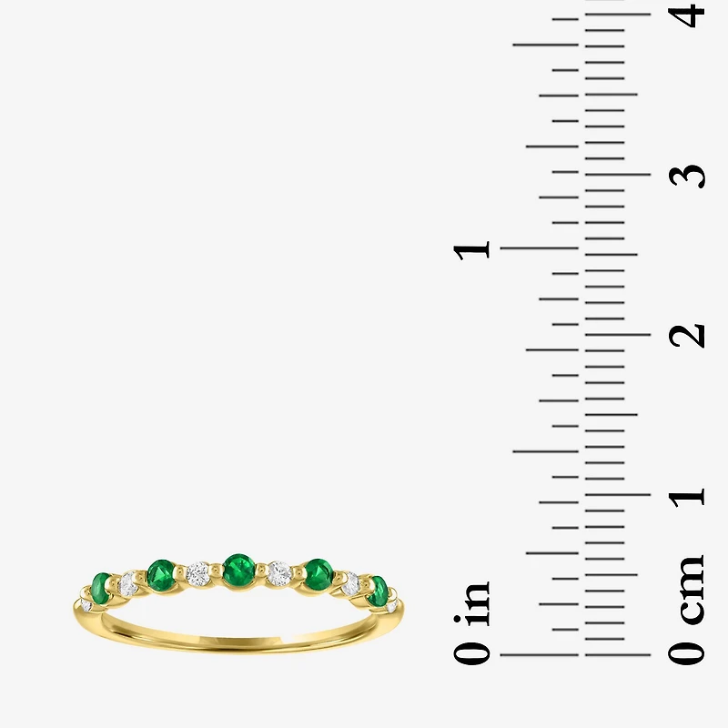 Modern Bride Lab-Created Gemstone and 1/10 CT.T.W. Lab-Grown Diamond 2MM Wedding Band in 10K Gold