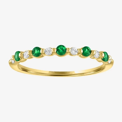 Modern Bride Lab-Created Gemstone and 1/10 CT.T.W. Lab-Grown Diamond 2MM Wedding Band in 10K Gold