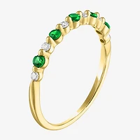 Modern Bride Lab-Created Gemstone and 1/10 CT.T.W. Lab-Grown Diamond 2MM Wedding Band in 10K Gold