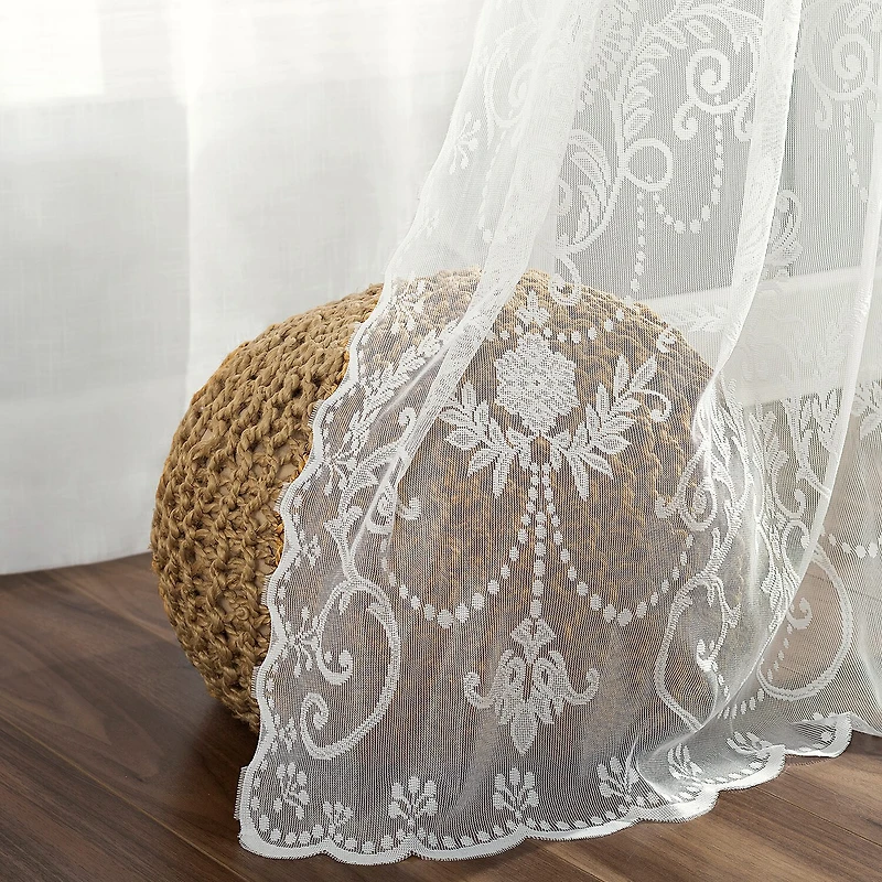 No 918 Nina Lace Rod Pocket Sheer Set of 2 Curtain Panel