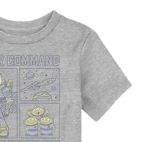 Disney Collection Toddler Boys Crew Neck Short Sleeve Regular Fit Buzz Lightyear Toy Story Graphic T-Shirt