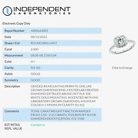 (H-I / Si1-Si2) Womens 2 CT. T.W. Lab Grown White Diamond 10K Gold Round Side Stone Halo Engagement Ring