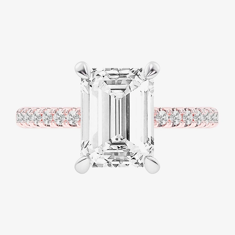 G-H / Si1-Si2 Womens 4 1/4 CT. T.W. Lab Grown White Diamond 14K Gold Side Stone Engagement Ring