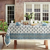 Elrene Home Fashions Tropez Block Print Stain & Water Resistant Indoor/Outdoor Tablecloth