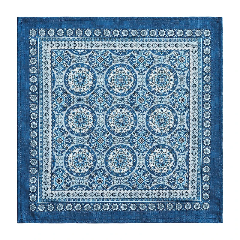 Elrene Home Fashions Vietri Medallion Block Print Stain & Water Resistant Indoor/Outdoor 4-pc. Napkins