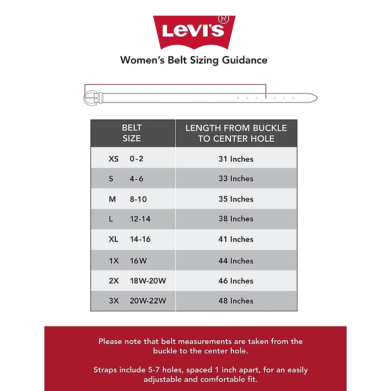 Levi's® Square Centerbar Buckle, Genuine Leather Belt Womens