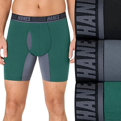 Hanes® Ultimate Men's Underwear 3-Pack Moves X-TEMP® Cotton Stretch Boxer Briefs Um5bb3
