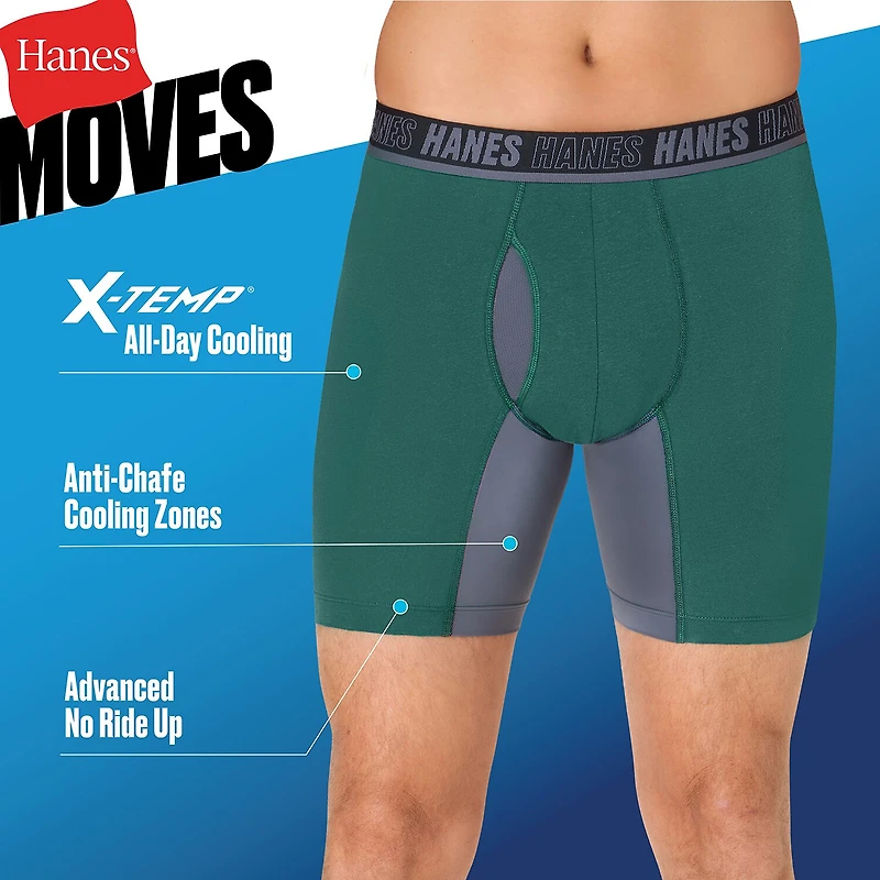 Hanes® Ultimate Men's Underwear 3-Pack Moves X-TEMP® Cotton Stretch Boxer Briefs Um5bb3