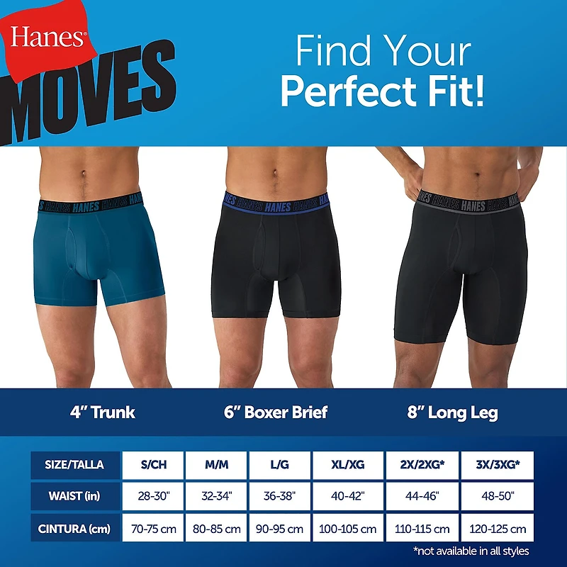 Hanes® Ultimate Men's Underwear 3-Pack Moves X-TEMP® Cotton Stretch Boxer Briefs Um5bb3
