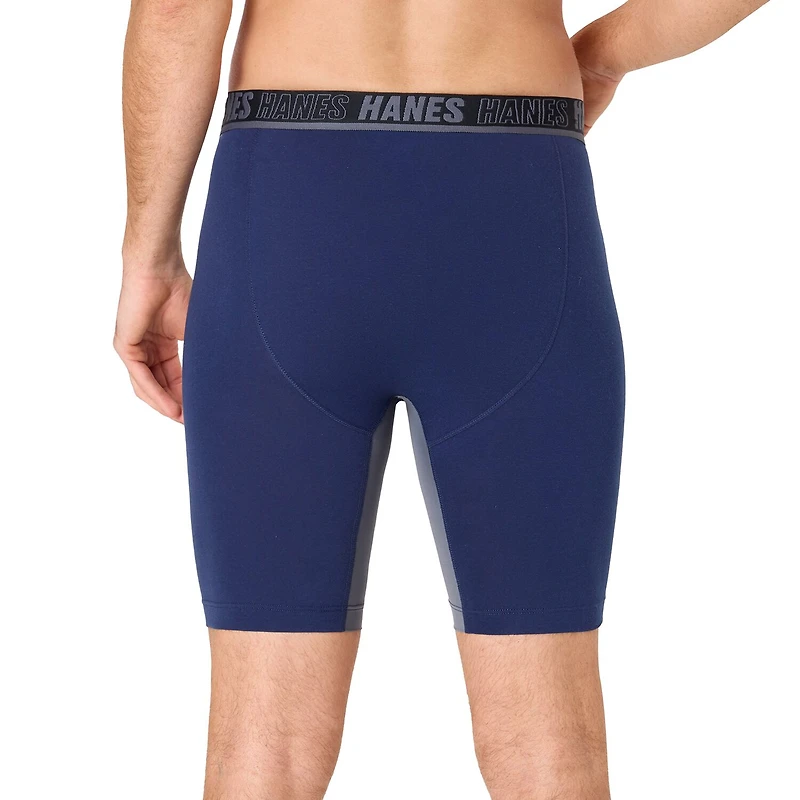 Hanes® Ultimate Men's Underwear 3-Pack Moves X-TEMP® Cotton Stretch Long Leg Boxer Briefs with Total Support Pouch™ Um6lb3