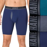 Hanes® Ultimate Men's Underwear 3-Pack Moves X-TEMP® Cotton Stretch Long Leg Boxer Briefs with Total Support Pouch™ Um6lb3