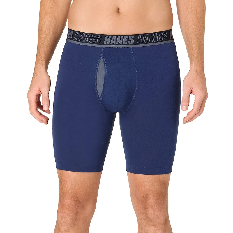 Hanes® Ultimate Men's Underwear 3-Pack Moves X-TEMP® Cotton Stretch Long Leg Boxer Briefs with Total Support Pouch™ Um6lb3