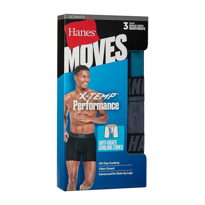 Hanes® Ultimate Men's Underwear 3-Pack Moves X-TEMP® Performance Boxer Briefs Um2be3