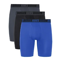 Hanes® Ultimate Men's Underwear 3-Pack Moves X-TEMP® Performance Long Leg Boxer Brief with Total Support Pouch™ Umslf3