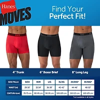 Hanes® Men's Ultimate 3-Pack Moves X-TEMP® Performance Regular Leg Boxer Briefs Underwear with Total Support Pouch™ Umsbh3