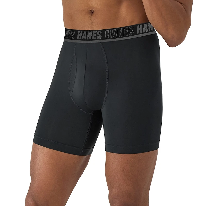Hanes® Men's Ultimate 3-Pack Moves X-TEMP® Performance Regular Leg Boxer Briefs Underwear with Total Support Pouch™ Umsbh3