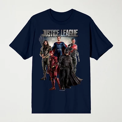 Novelty Mens Crew Neck Short Sleeve Relaxed Fit Justice League Graphic T-Shirt