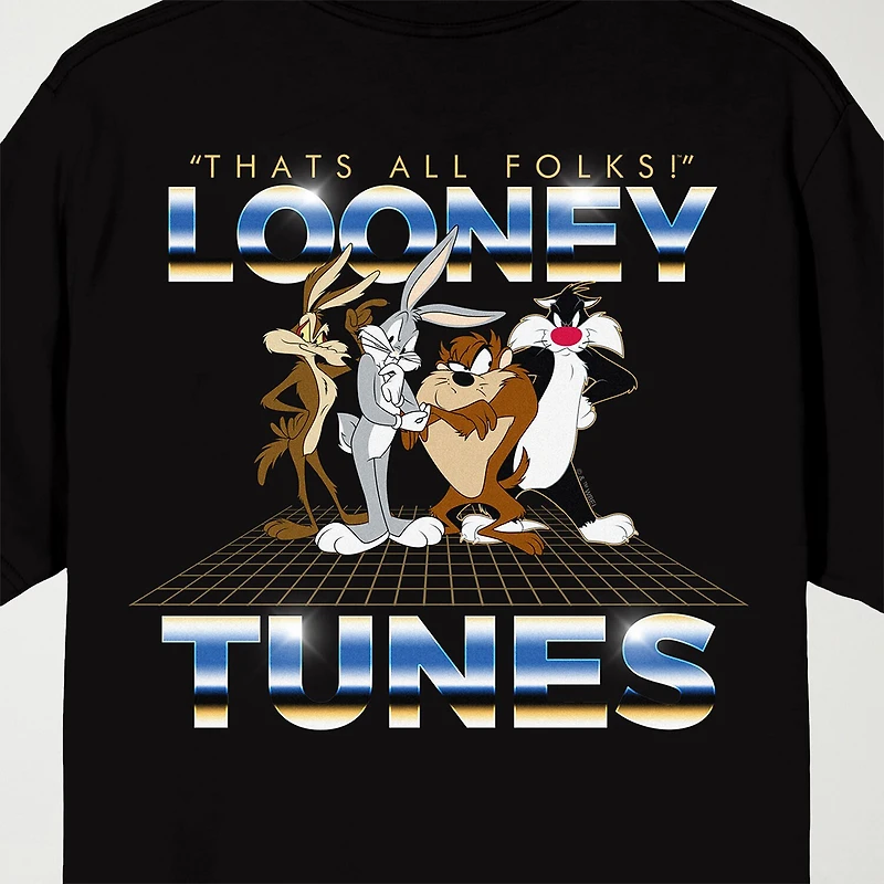 Novelty Mens Crew Neck Short Sleeve Relaxed Fit Looney Tunes Graphic T-Shirt