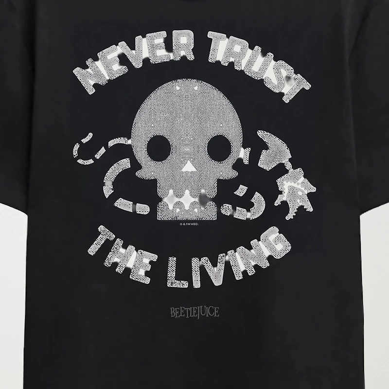 Novelty Mens Crew Neck Short Sleeve Relaxed Fit Beetlejuice Graphic T-Shirt