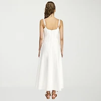 belle vie Womens Midi V Neck Sleeveless Fit + Flare Dress
