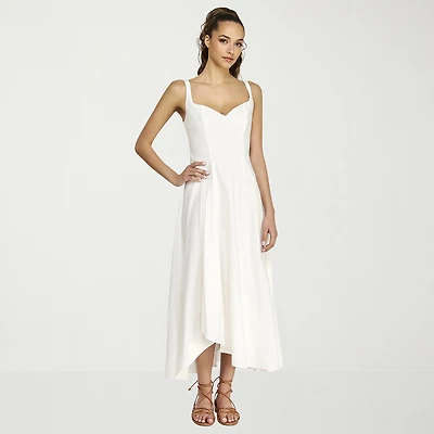 belle vie Womens Midi V Neck Sleeveless Fit + Flare Dress