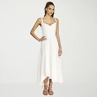 belle vie Womens Midi V Neck Sleeveless Fit + Flare Dress