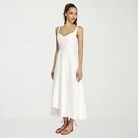 belle vie Womens Midi V Neck Sleeveless Fit + Flare Dress