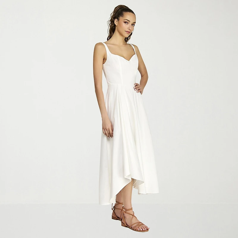 belle vie Womens Midi V Neck Sleeveless Fit + Flare Dress