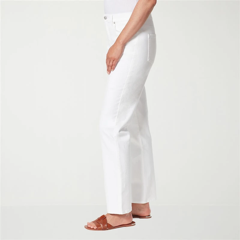 Gloria Vanderbilt Amanda Womens Misses Long High Rise Stretch Fabric Tapered Leg Jean