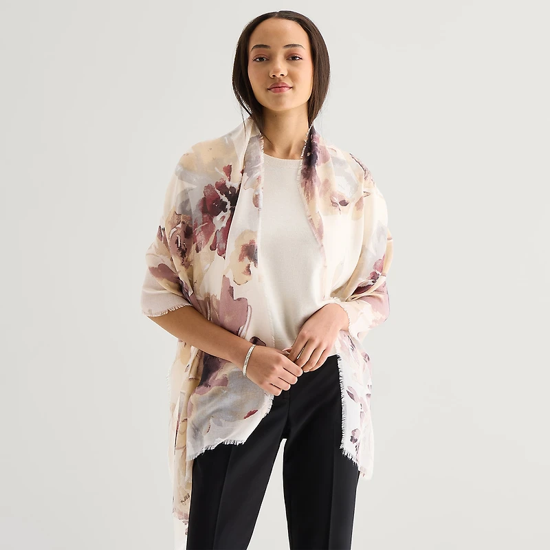 Collection Xiix Inky Floral Floral Oblong Scarf