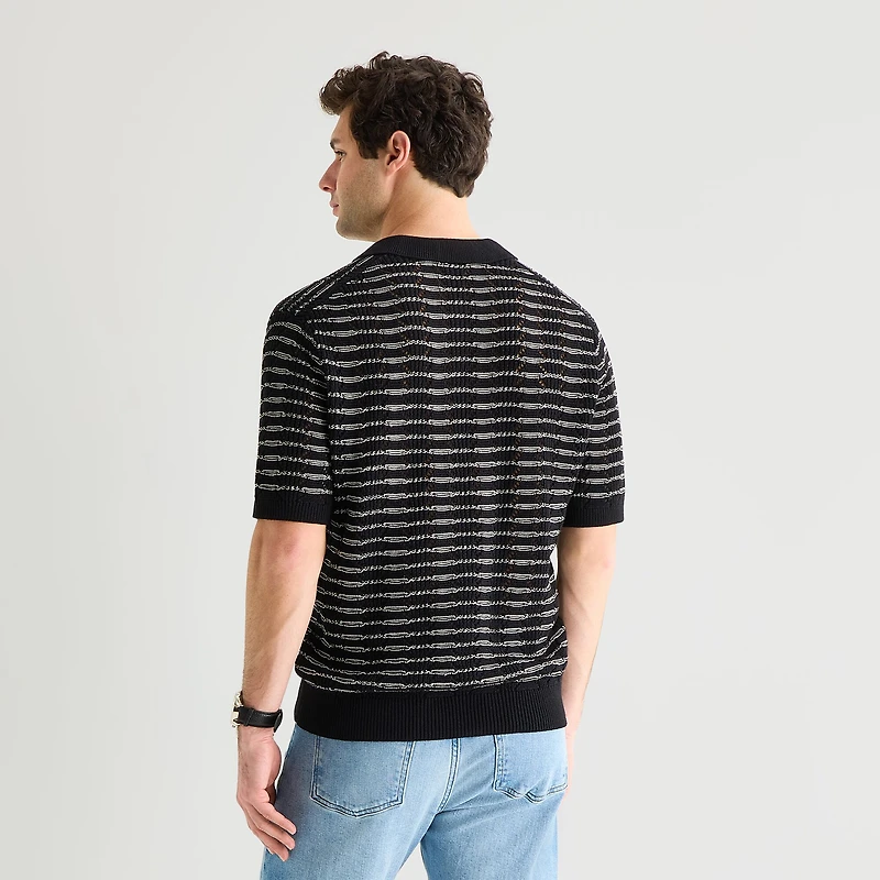 mutual weave Mens Short Sleeve Polo Sweater