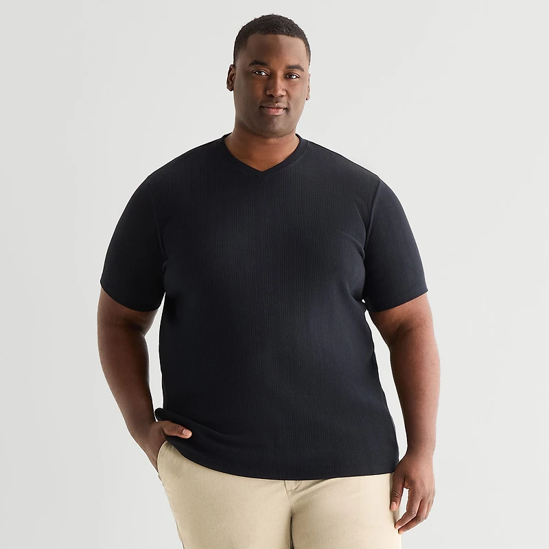 Shaquille O'Neal XLG™ Ribbed Dropneedle Mens V Neck Short Sleeve Big and Tall T-Shirt