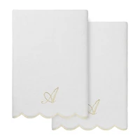 Linum Home Textiles Adornia Beige Scallop Personalized 2-pc. Quick Dry Bath Towel Set