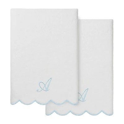 Linum Home Textiles Adornia Scallop Personalized -pc. Quick Dry Bath Towel Set