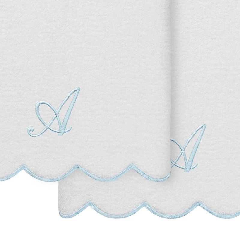 Linum Home Textiles Adornia Scallop Personalized -pc. Quick Dry Bath Towel Set