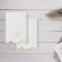 Linum Home Textiles Adornia Beige Scallop Personalized 2-pc. Fingertip Towel