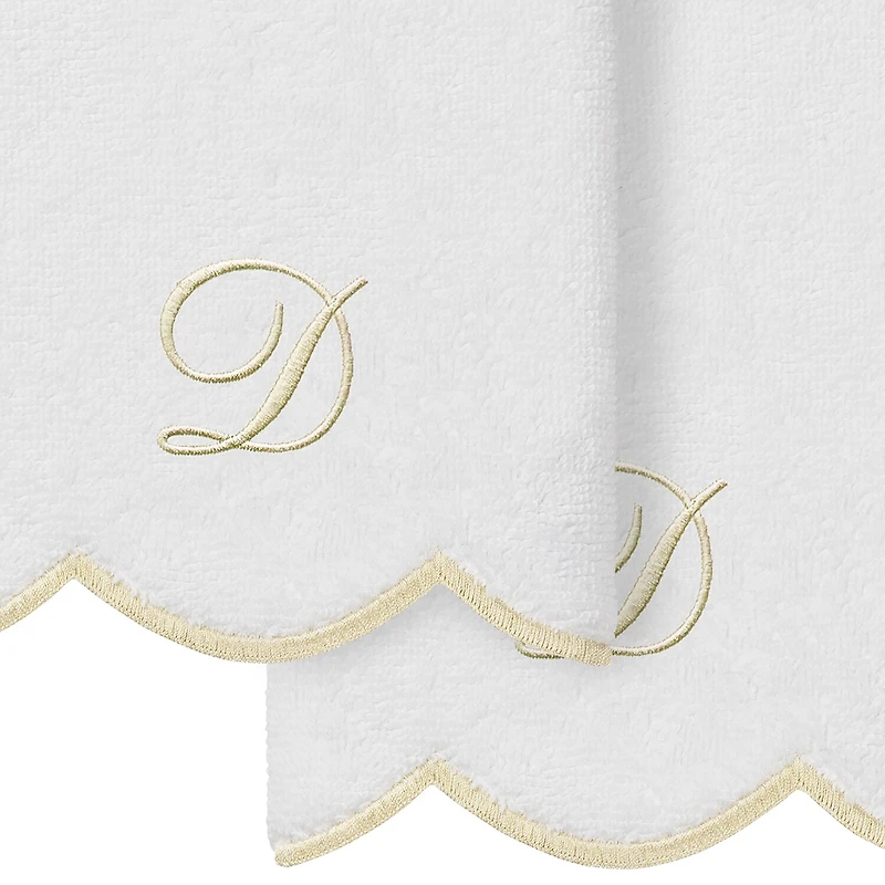 Linum Home Textiles Adornia Beige Scallop Personalized 2-pc. Fingertip Towel