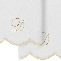 Linum Home Textiles Adornia Beige Scallop Personalized 2-pc. Fingertip Towel