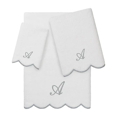 Linum Home Textiles Adornia Scallop Personalized 3-pc. Quick Dry Bath Towel Set
