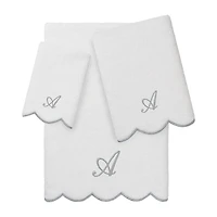 Linum Home Textiles Adornia Scallop Personalized 3-pc. Quick Dry Bath Towel Set