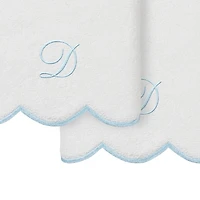 Linum Home Textiles Adornia Blue Scallop Personalized 2-pc. Hand Towel