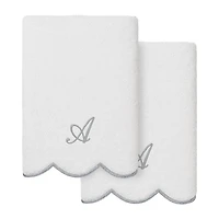 Linum Home Textiles Adornia Gray Scallop Personalized 2-pc. Hand Towel