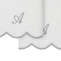 Linum Home Textiles Adornia Gray Scallop Personalized 2-pc. Hand Towel