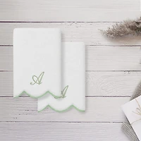 Linum Home Textiles Adornia Scallop Personalized 2-pc. Fingertip Towel